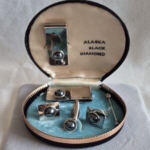 Alaska Black Diamond Silver Cufflink Set